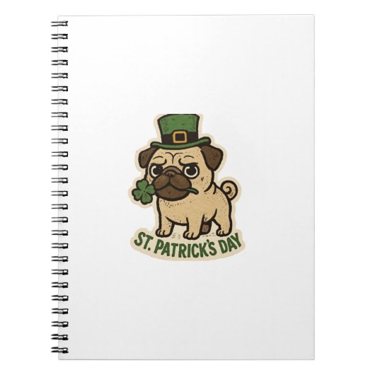 Carnet Leprechaun Pug Saint-Patrick (Devant)