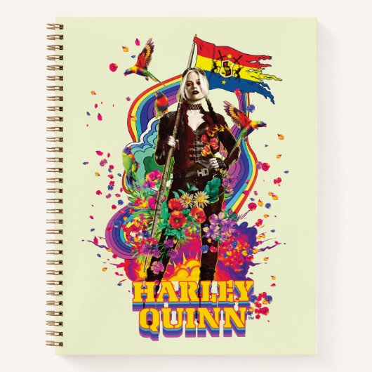 Carnet L'équipe du suicide | Harley Quinn Flowers & Rainb (Devant)