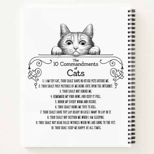 Carnet Les 10 commandements de chats amusants (Dos)