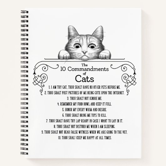 Carnet Les 10 commandements de chats amusants (Devant)