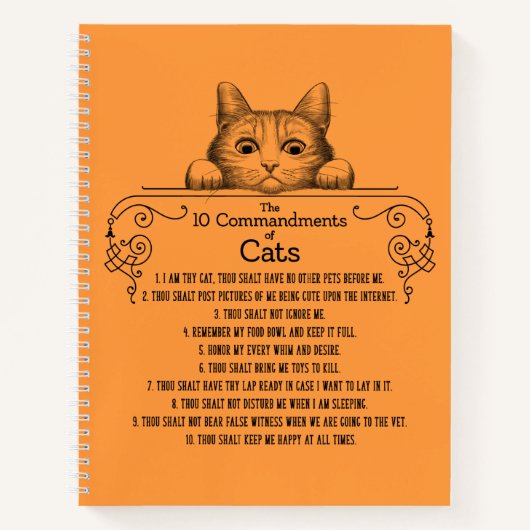Carnet Les 10 commandements de chats amusants (Devant)