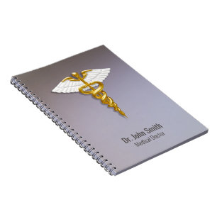 Carnet Les ailes blanches de l'Élégant Gold Caduceus Médi