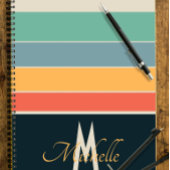 Carnet les années 70 rétro Marine bleu et rose rayures mo