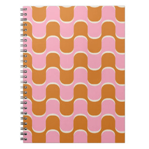 Carnet les années 70 rétro vintage motif ondulé en or et