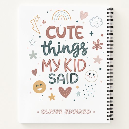 Carnet Les Choses Mignonnes Que Mon Enfant A Dit Typograp (Dos)