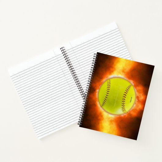 Carnet Les flammes de balle rapide de softball jaune de S (Intérieur)
