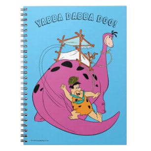Carnet Les Flintstones Fred glissant en bas de la queue