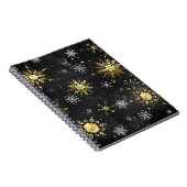 Carnet Les flocons dorés de Noël sur l'Arrière - plan noi (Côté Droit)