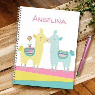 Carnet Les lamas turquoise jaunes embrassent l'école de n
