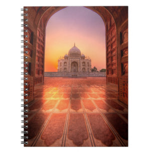 Carnet Les monuments Taj Mahal, Inde au coucher du sole