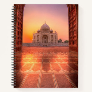 Carnet Les monuments Taj Mahal, Inde au coucher du sole