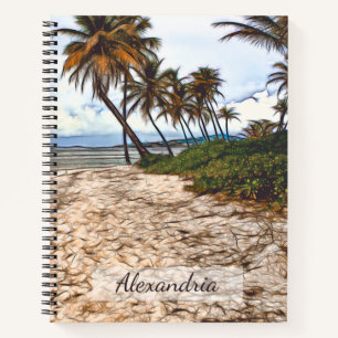 Carnet Les palmiers de sable de plage tropicaux personnal