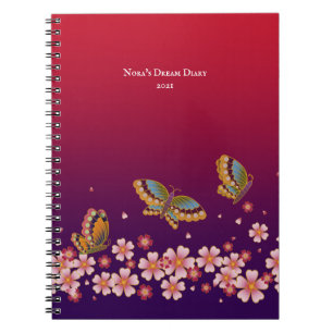 Carnet Les papillons japonais en fleurs Sakura personnali