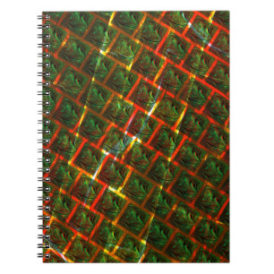 Carnet 'Les yeux encadrés verts', rayures ou grille rouge