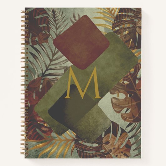 Carnet L'été 70's rétro tropical monstère feuille de palm (Devant)