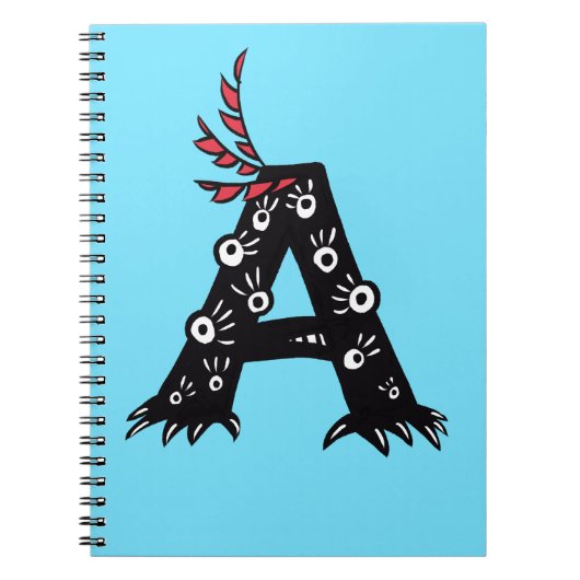 Carnet Letter A Initial Funny Cute Monster Kids (Devant)
