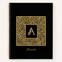 Lettre A de monogramme personnel Or Léopard Modern