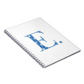 Carnet lettre à motifs floraux E(bleu & points) (Côté Droit)