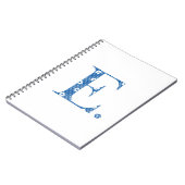 Carnet lettre à motifs floraux E(bleu & points) (Côté gauche)