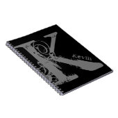 Carnet Lettre alphabet Grunge géant K avec nom (Côté Droit)