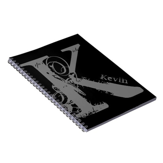 Carnet Lettre alphabet Grunge géant K avec nom (Côté Droit)