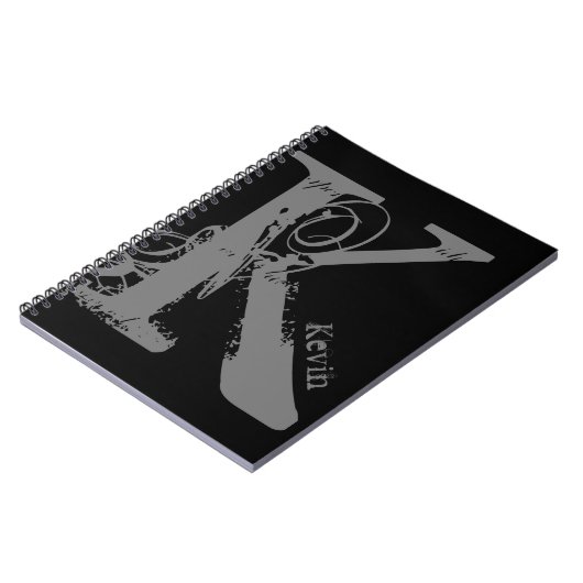 Carnet Lettre alphabet Grunge géant K avec nom (Côté gauche)