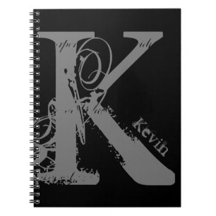 Carnet Lettre alphabet Grunge géant K avec nom