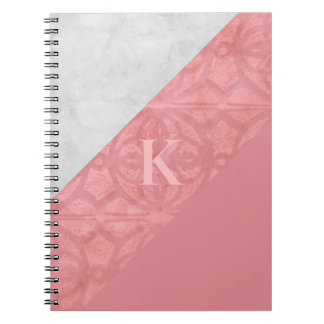 Carnet LETTRE Batik Rose Ruddy ET Aquarelle Grise