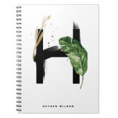 Carnet Lettre boho vert tropicale H Monogramme (Devant)