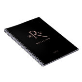 Carnet LETTRE CHIC NOIR ET FAUX Rose OR R MONO (Côté Droit)