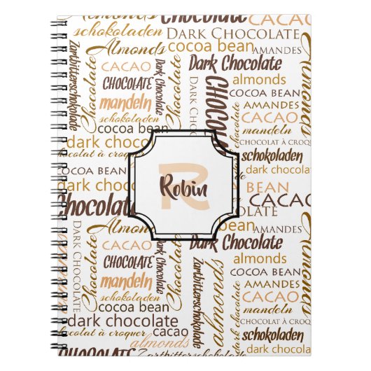 Carnet LETTRE CHOCOholic DE TYPOGRAPHIE MULTILINGUE MONog (Devant)