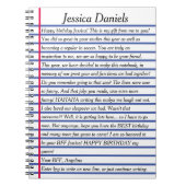 Carnet LETTRE customisée MESSAGE papier recto italique te (Devant)