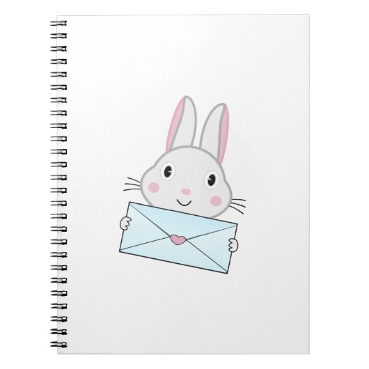 Carnet Lettre d'amour mignonne et belle lapin tenant (Devant)