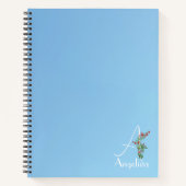 Carnet Lettre de fleur d'aquarelle de dégradé d'aquamarin (Devant)