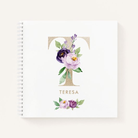 Carnet LETTRE D'HUILE D'OR Floral Violet T MONO (Devant)