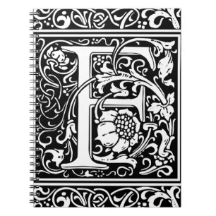 Carnet Lettre F Médiévale Monogramme Art Nouveau