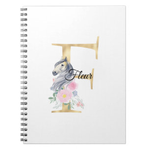 Carnet Lettre F monogramme personnalisé avec cheval