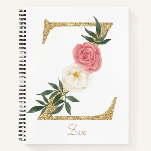 Carnet LETTRE FAUX GOL Z BLANC MONOGRAPHIQUE Floral (Devant)