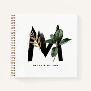 Carnet Lettre Feuille tropicale M Monogramme Personnalisé