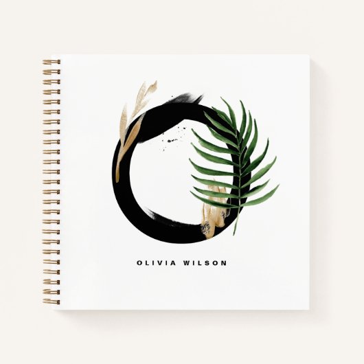 Carnet Lettre Feuille tropicale O Monogramme Personnalisé (Devant)