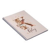 Carnet LETTRE FLEURIE K automne Cuivre (Côté Droit)