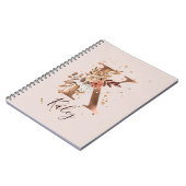 Carnet LETTRE FLEURIE K automne Cuivre (Côté gauche)