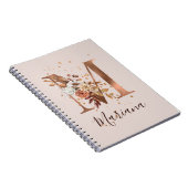 Carnet LETTRE FLEURIE M automne cuivre (Côté Droit)