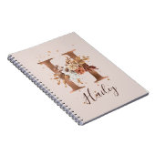 Carnet LETTRE FLEURIÈRE H automne cuivre (Côté Droit)