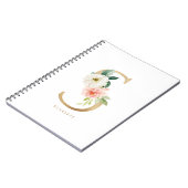 Carnet LETTRE Florale A MONO Pretty Faux Or (Côté gauche)