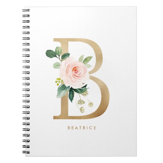 Carnet LETTRE Florale B MONO Pretty Faux Or (Devant)
