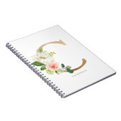 Carnet LETTRE Florale C MONO Pretty Faux Or (Côté Droit)
