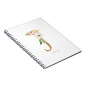 Carnet LETTRE Florale J MONO JOLIE FAUX OR (Côté Droit)