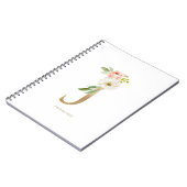 Carnet LETTRE Florale J MONO JOLIE FAUX OR (Côté gauche)