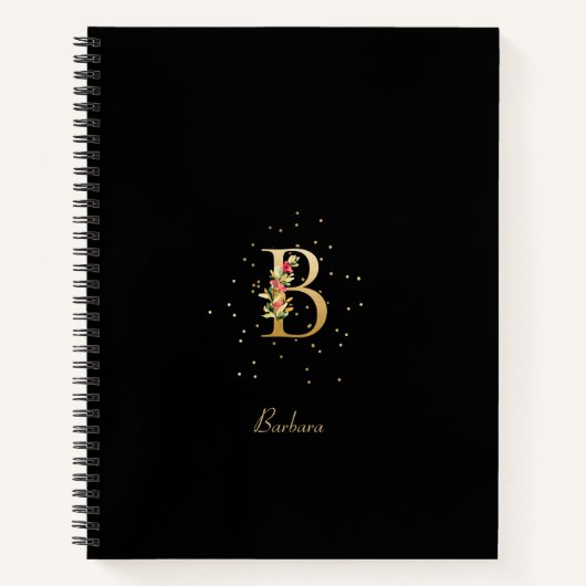 Carnet Lettre initiale B en monogramme moderne à motif fl (Devant)